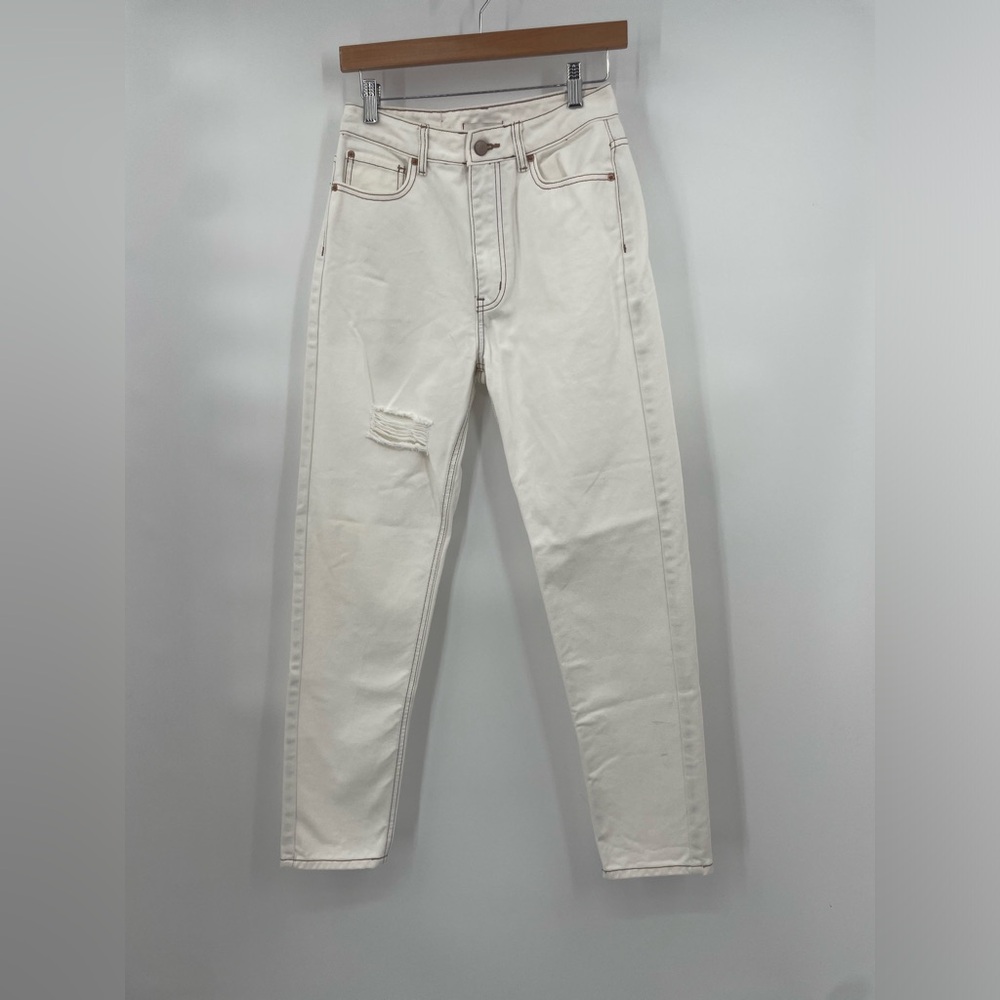 High Rise White Mom Jean